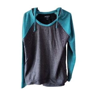 METAL MULISHA gray and Green Lace hoodie long sleeve shirt